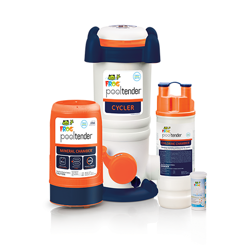 FROG Pool Tender™ Cycler unit with mineral chamber and chlorine chamber cartridges