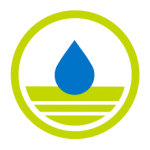 Favicon of a water drop inside a circle — represents FROG® system benefit of being gentle on swim spa surfaces with less odor.