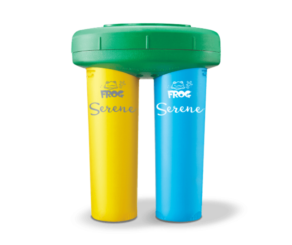 FROG® Serene® — Front View for Hot Tub Supporting Chemicals FROG® Serene® front view for hot tubs — featured on Hot Tub Supporting Chemicals pages for mineral and bromine water care.