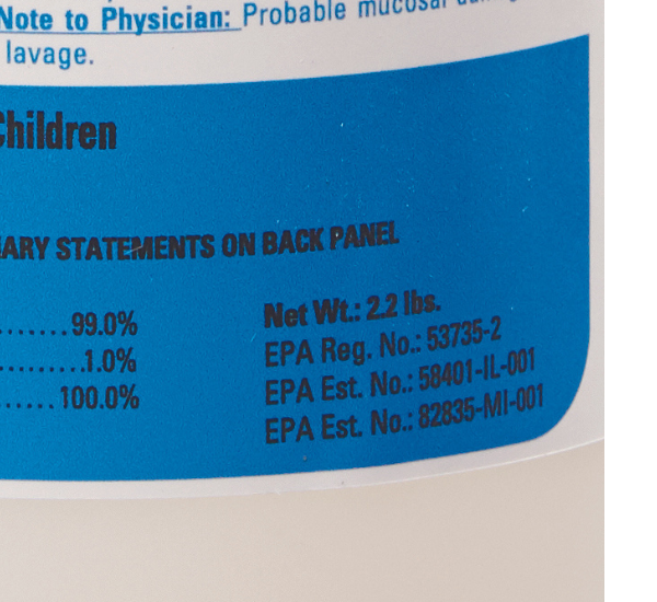 FROG Leap EPA Label Closeup shot of the EPA label