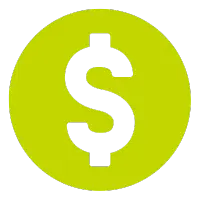 A green circle with a dollar sign in it.