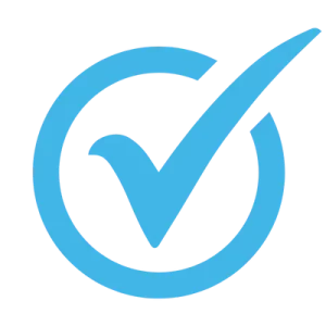 Clip art of a light blue check mark.