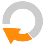 Circular arrow icon in gray and orange indicating a floating or rotating action